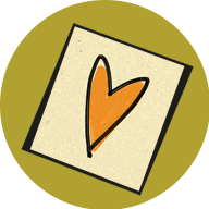 A small icon of a love note illustration on a green circular background